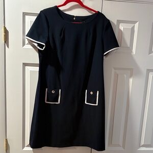 Tommy Hilfiger Navy Blue Dress with White Accents-size 14